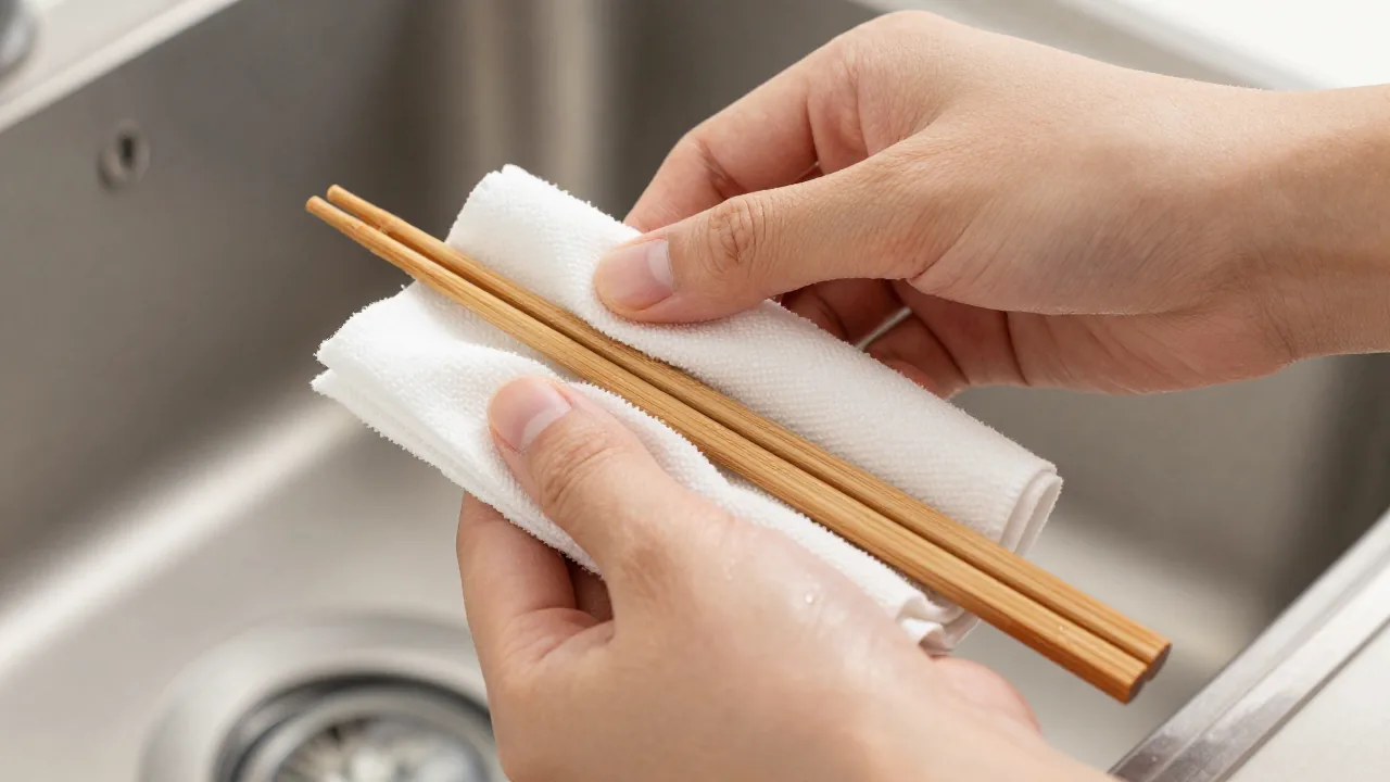 how to dry chopsticks after washing towel and wet tips