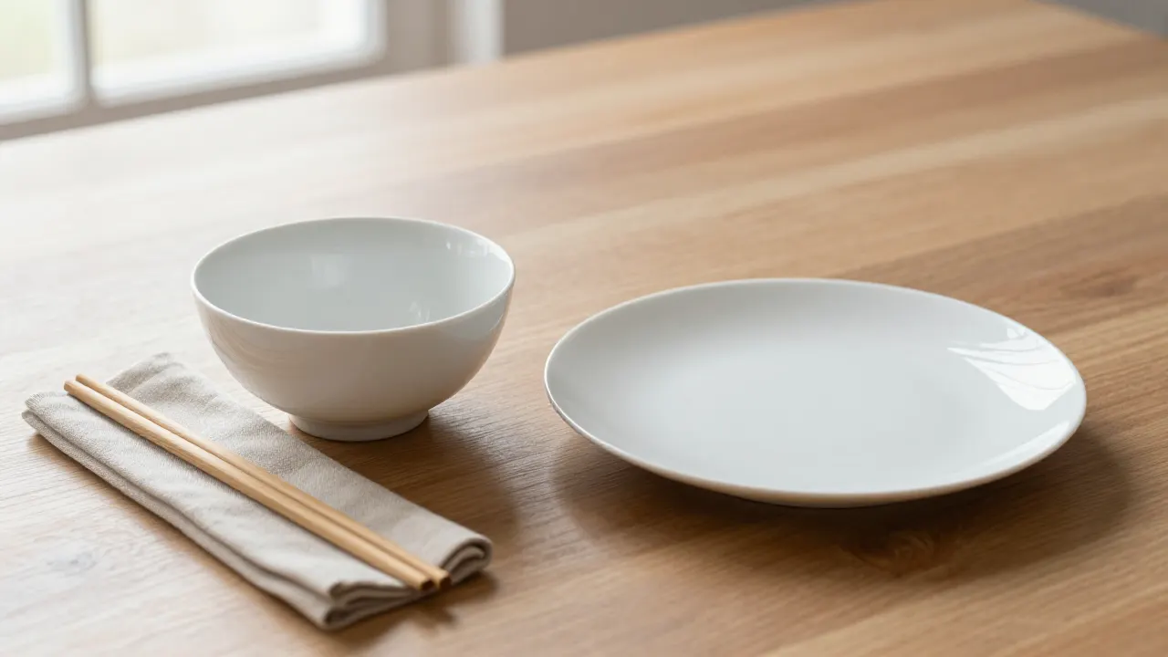 turned bowl and chopstick rest show left-hand table comfort