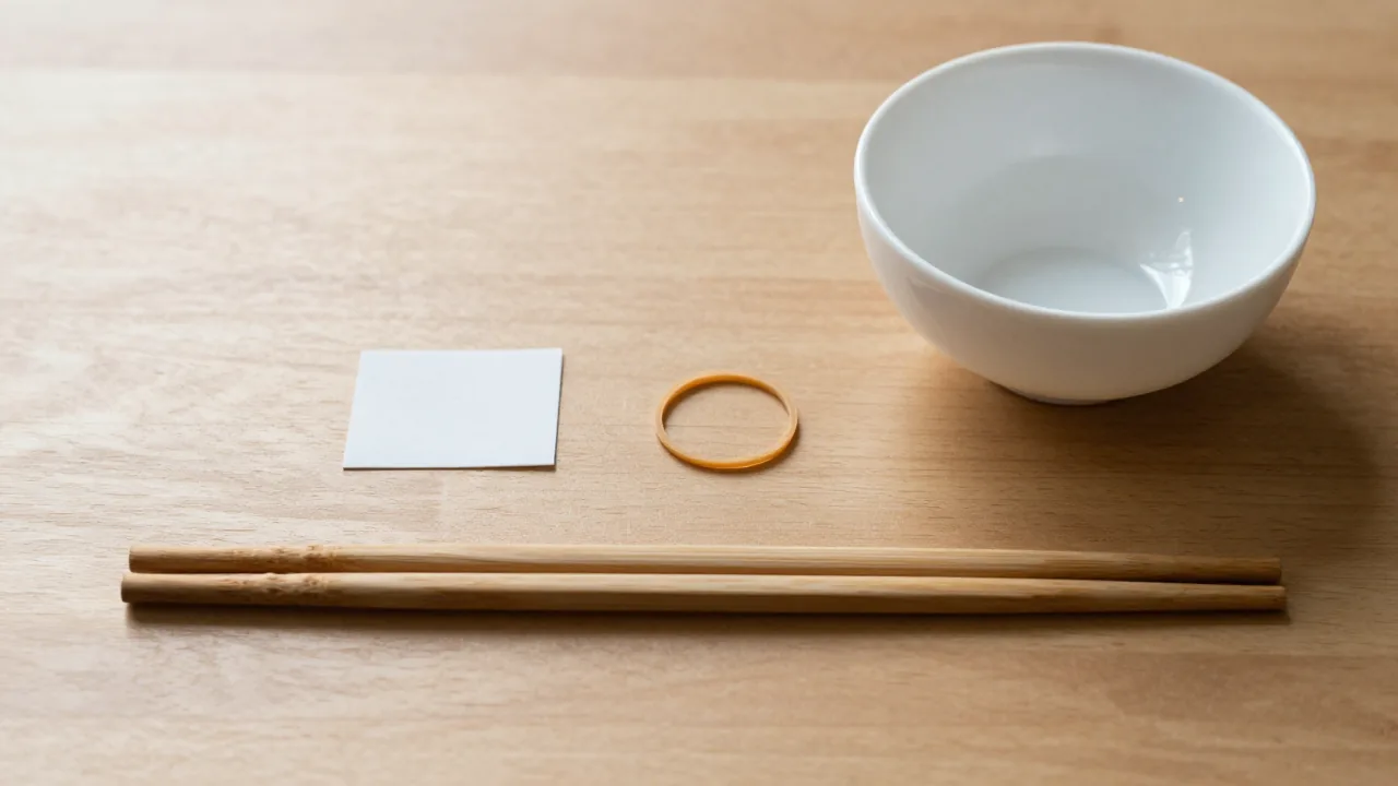 chopsticks, spacer, rubber band for how to easily use chopsticks