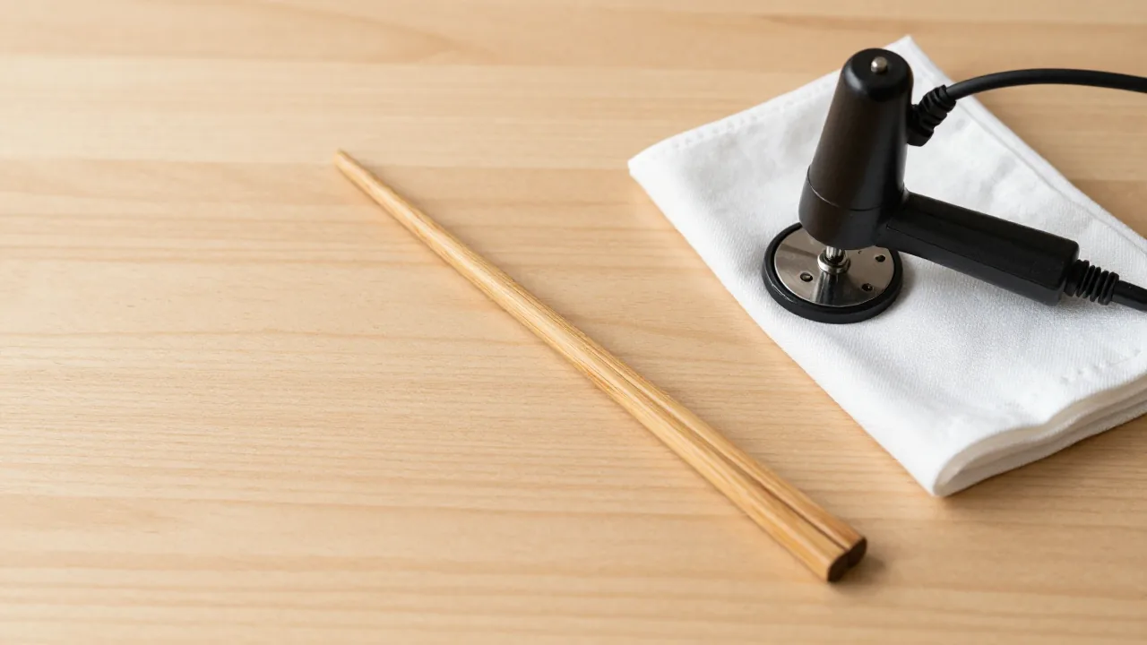 plain wooden chopsticks, unplugged rotary engraving tool, white cotton cloth