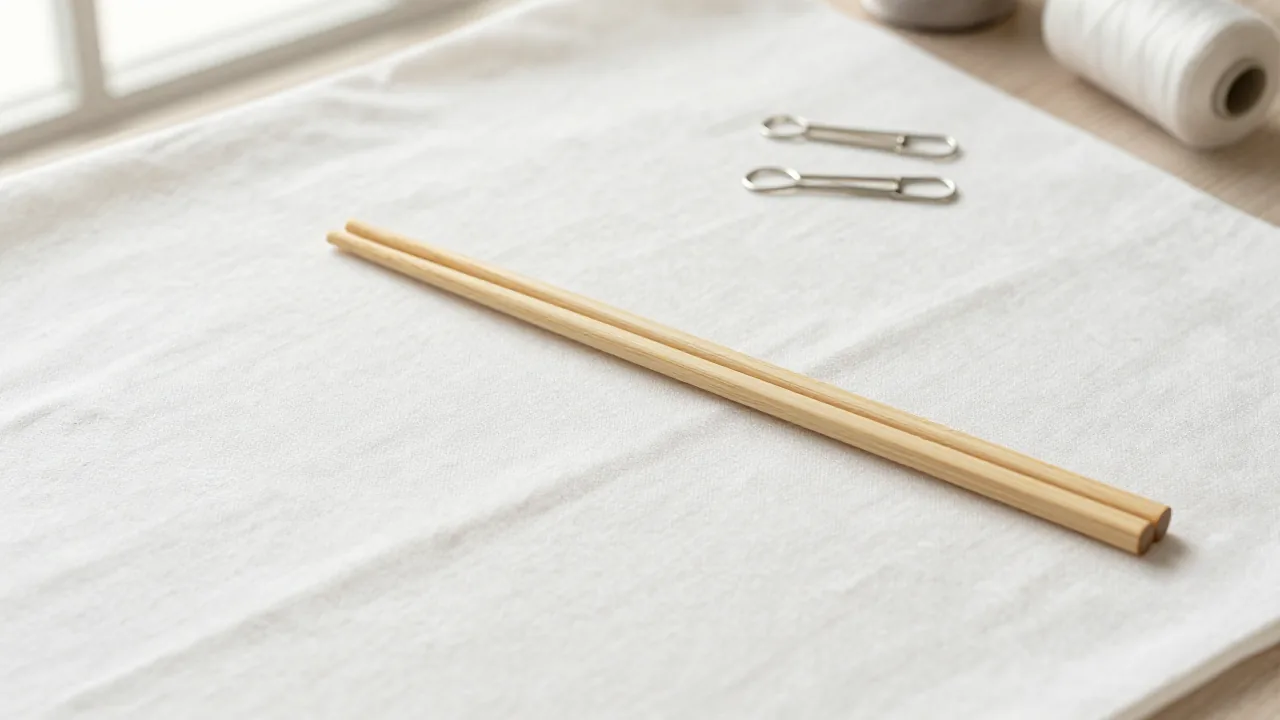 cotton fabric, clean chopsticks, sewing clips